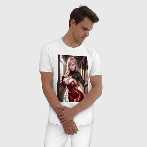 Мужская пижама Девушка в коридоре / Белый – фото 3