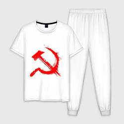 Пижама хлопковая мужская Sickle and hammer red paint, цвет: белый