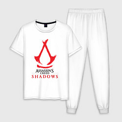 Пижама хлопковая мужская Assassins Creed Shadows - badge, цвет: белый