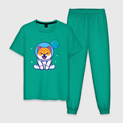 Пижама хлопковая мужская Space doggy, цвет: зеленый