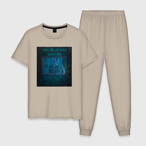 Мужская пижама Why do you need someone / Миндальный – фото 1