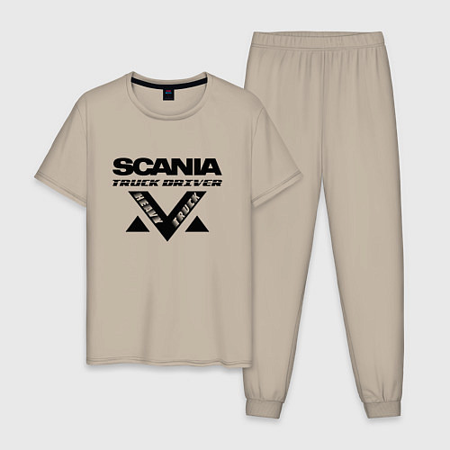 Мужская пижама Scania дальнобойщик король дорог / Миндальный – фото 1