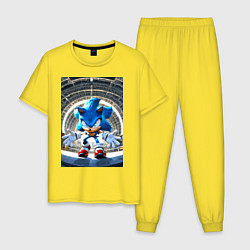 Пижама хлопковая мужская Соник на сексетной базе, цвет: желтый