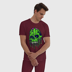 Пижама хлопковая мужская Green skull, цвет: меланж-бордовый — фото 2