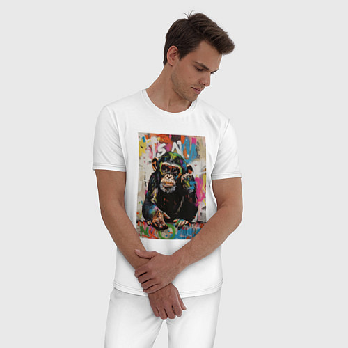 Мужская пижама Monkey color / Белый – фото 3