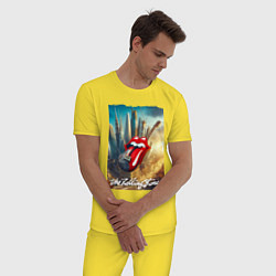 Пижама хлопковая мужская Rolling Stones - logo-guitar, цвет: желтый — фото 2