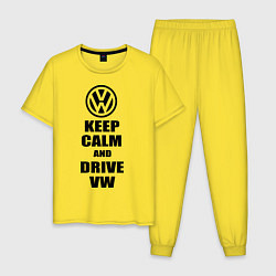 Пижама хлопковая мужская Keep Calm & Drive VW, цвет: желтый