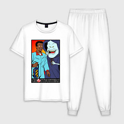 Пижама хлопковая мужская Ghostbusters - Winston and the sandman, цвет: белый