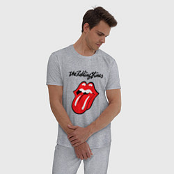 Пижама хлопковая мужская Rolling Stones - logo, цвет: меланж — фото 2