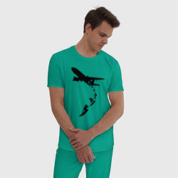 Пижама хлопковая мужская Surfer plane, цвет: зеленый — фото 2
