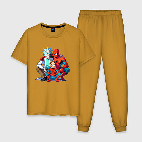 Мужская пижама Spider-Man is Rick and Mortys friend / Горчичный – фото 1