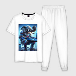 Пижама хлопковая мужская Слоняра киберспортсмен - киберпанк, цвет: белый