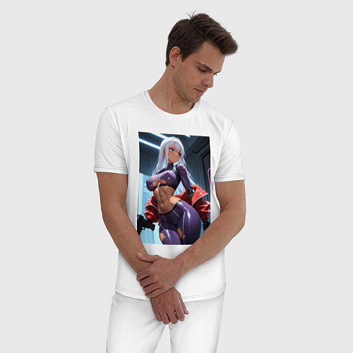 Мужская пижама Девушка-киллер с пистолетом / Белый – фото 3