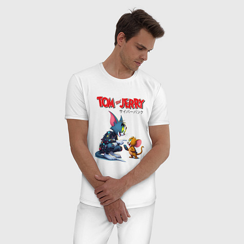Мужская пижама Tom and Jerry - cyberpunk / Белый – фото 3