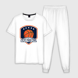 Пижама хлопковая мужская Stars basketball, цвет: белый