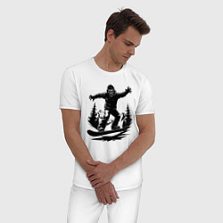 Пижама хлопковая мужская Сноубордист зомби в капюшоне, цвет: белый — фото 2