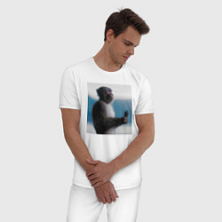 Пижама хлопковая мужская Важный звонок, цвет: белый — фото 2