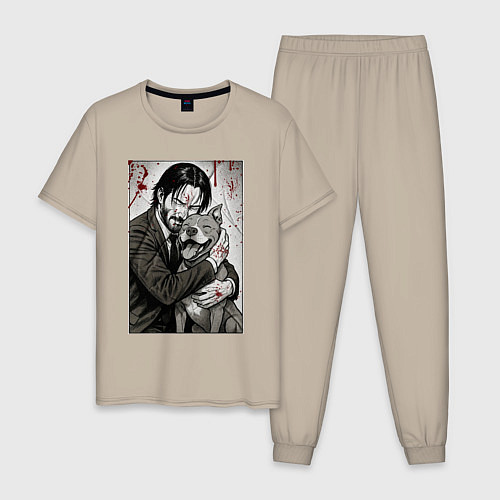 Мужская пижама Джон Уик постер / Миндальный – фото 1