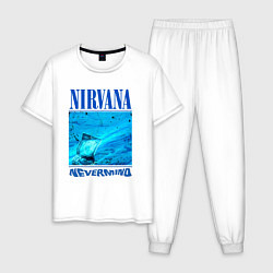 Пижама хлопковая мужская Nirvana nevermaind woter, цвет: белый