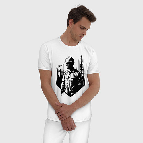 Мужская пижама Промышленный труд нефтяника / Белый – фото 3