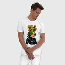 Пижама хлопковая мужская Билли Айлиш в стиле комикса, цвет: белый — фото 2