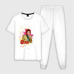 Пижама хлопковая мужская David Bowie Art, цвет: белый