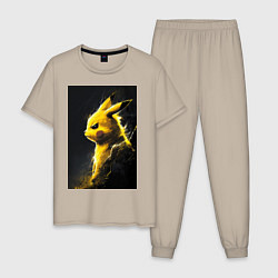 Пижама хлопковая мужская Pikachu, цвет: миндальный