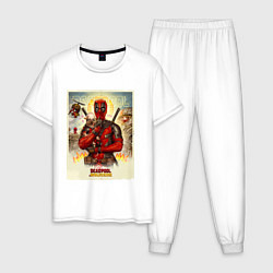Пижама хлопковая мужская Дэдпул стоит, цвет: белый