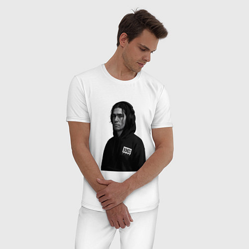 Мужская пижама Bones в капюшоне с наушниками / Белый – фото 3