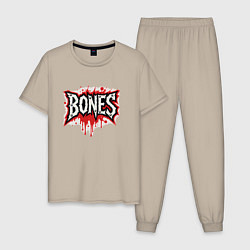 Пижама хлопковая мужская Логотип Bones, цвет: миндальный