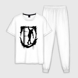 Пижама хлопковая мужская Уличная тренировка, цвет: белый