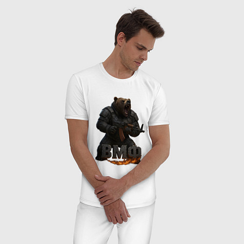 Мужская пижама ВМФ стреляющий медведь / Белый – фото 3