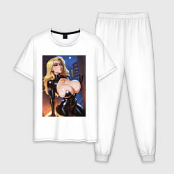 Пижама хлопковая мужская Черная Канарейка на улице, цвет: белый