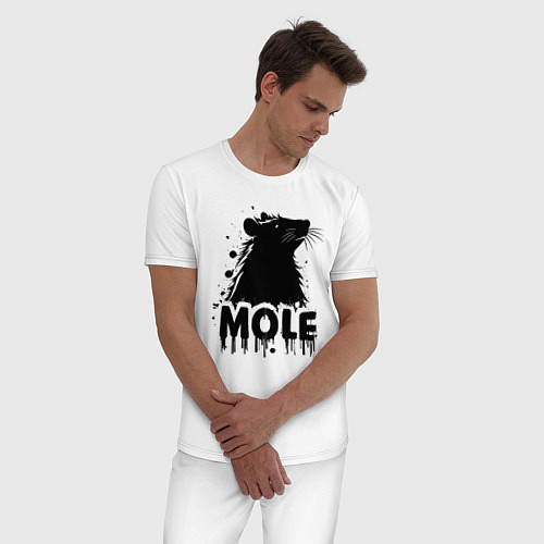 Мужская пижама Крот в черных каплях / Белый – фото 3