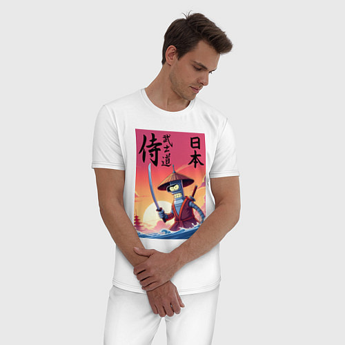 Мужская пижама Bender samurai - bushido / Белый – фото 3