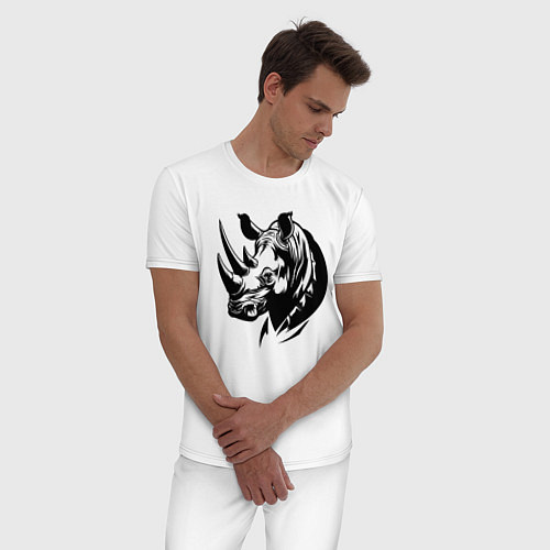Мужская пижама Черный носорог / Белый – фото 3