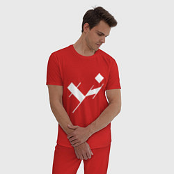 Пижама хлопковая мужская Три буквы: белые, цвет: красный — фото 2