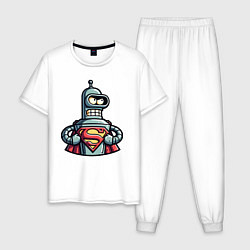 Пижама хлопковая мужская Super Bender meme, цвет: белый