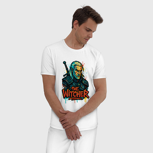 Мужская пижама Ведьмак граффити / Белый – фото 3