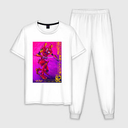 Пижама хлопковая мужская Евангелион 02 - Аска, цвет: белый