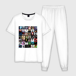 Пижама хлопковая мужская Linkin Park - обложки, цвет: белый