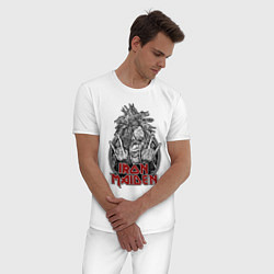 Пижама хлопковая мужская Iron Maiden head with hands, цвет: белый — фото 2