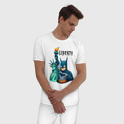Пижама хлопковая мужская Batman and statue of Liberty - ai art fantasy, цвет: белый — фото 2