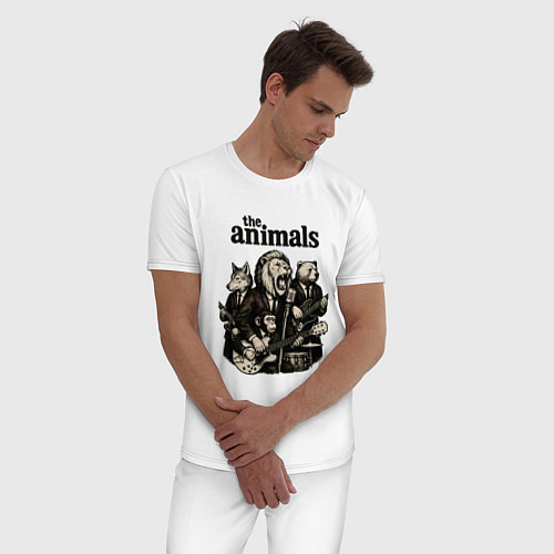 Мужская пижама The animals группа из зверей / Белый – фото 3