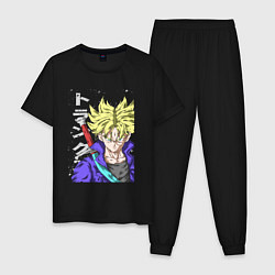 Пижама хлопковая мужская Драконий жемчуг Транкс из будущего, цвет: черный