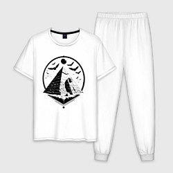 Пижама хлопковая мужская Сфинкс в пирамиде, цвет: белый