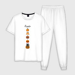 Пижама хлопковая мужская Эволюция тыквы, цвет: белый