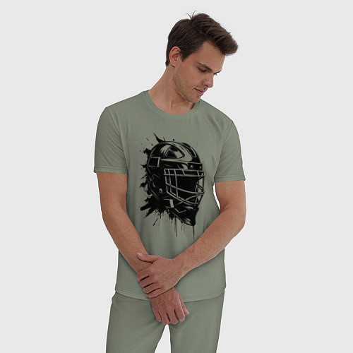 Мужская пижама Чёрная хоккейная маска / Авокадо – фото 3