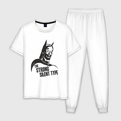 Пижама хлопковая мужская Бэтмен - сильный и молчаливый, цвет: белый