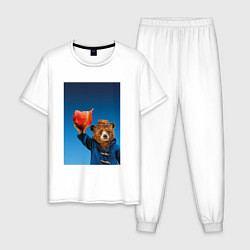 Пижама хлопковая мужская Паддингтон, цвет: белый